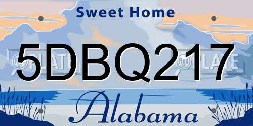 5DBQ217 Alabama License Plate