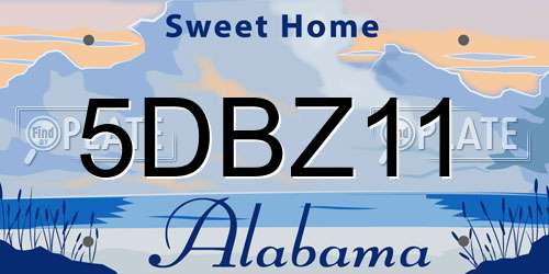 5DBZ11 Alabama License Plate