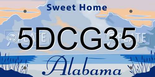 5DCG35 Alabama License Plate
