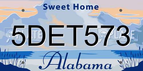 5DET573 Alabama License Plate