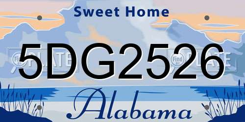 5DG2526 Alabama License Plate