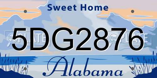 5DG2876 Alabama License Plate