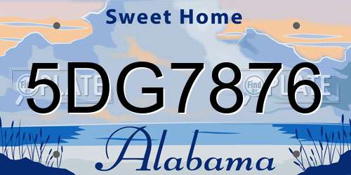 5DG7876 Alabama License Plate