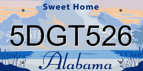 5DGT526 Alabama License Plate
