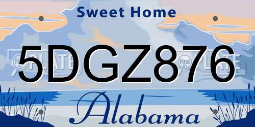 5DGZ876 Alabama License Plate