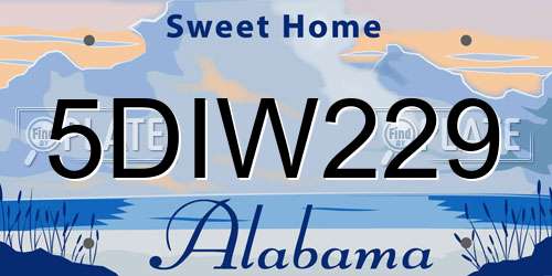 5DIW229 Alabama License Plate