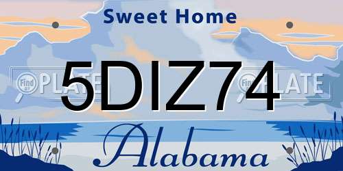 5DIZ74 Alabama License Plate