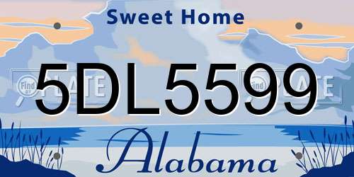 5DL5599 Alabama License Plate