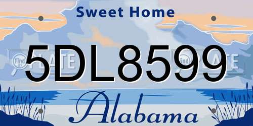 5DL8599 Alabama License Plate