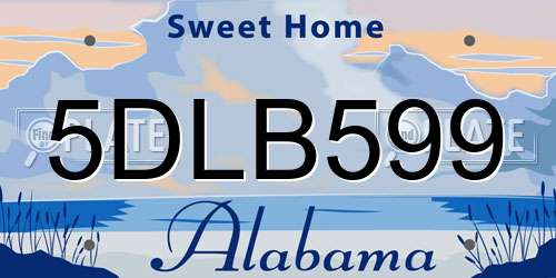 5DLB599 Alabama License Plate
