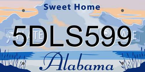 5DLS599 Alabama License Plate