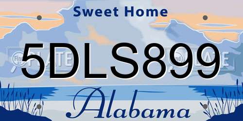 5DLS899 Alabama License Plate