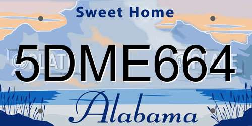 5DME664 Alabama License Plate