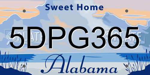 5DPG365 Alabama License Plate