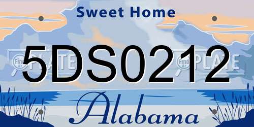 5DS0212 Alabama License Plate
