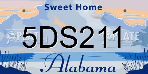 5DS211 Alabama License Plate