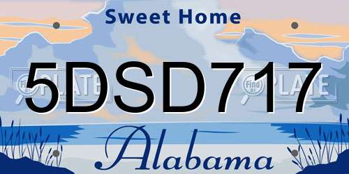 5DSD717 Alabama License Plate