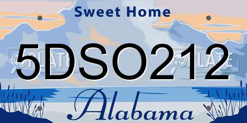 5DSO212 Alabama License Plate