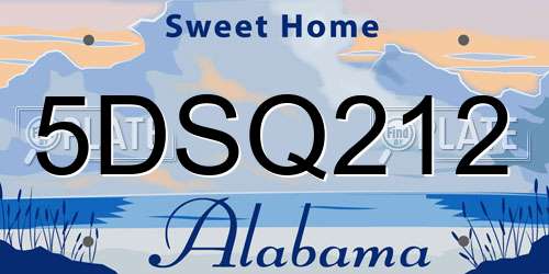 5DSQ212 Alabama License Plate