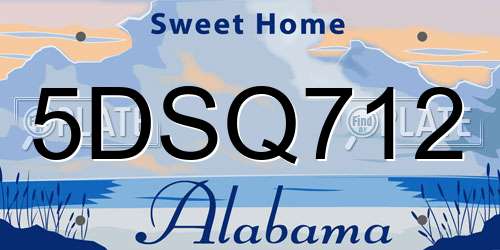 5DSQ712 Alabama License Plate