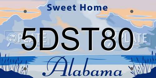 5DST80 Alabama License Plate