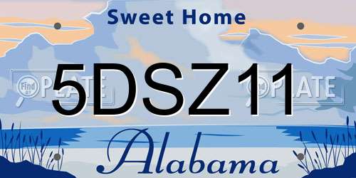 5DSZ11 Alabama License Plate