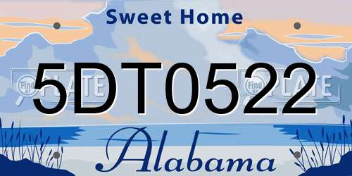 5DT0522 Alabama License Plate