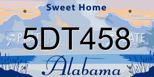 5DT458 Alabama License Plate