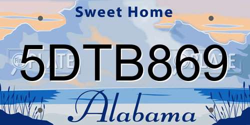 5DTB869 Alabama License Plate