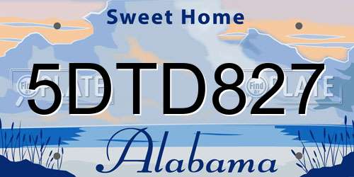 5DTD827 Alabama License Plate
