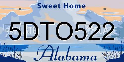 5DTO522 Alabama License Plate