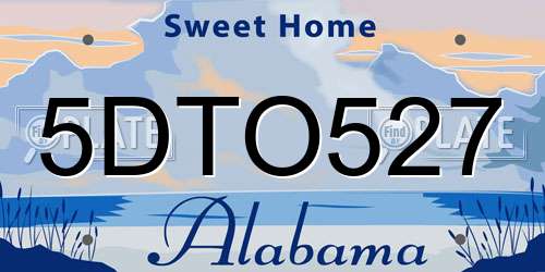 5DTO527 Alabama License Plate