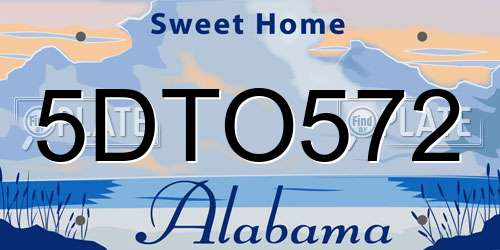 5DTO572 Alabama License Plate