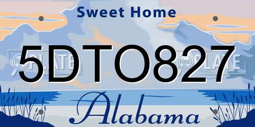 5DTO827 Alabama License Plate