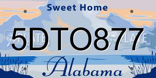 5DTO877 Alabama License Plate