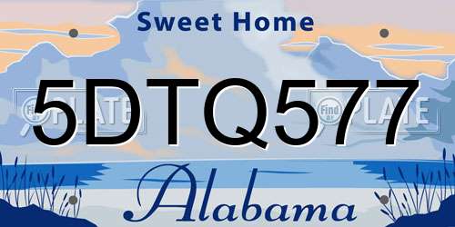 5DTQ577 Alabama License Plate