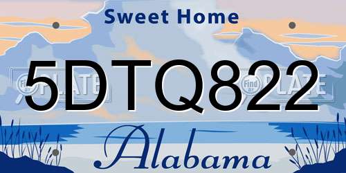 5DTQ822 Alabama License Plate