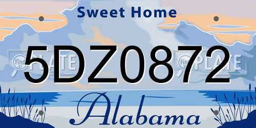 5DZ0872 Alabama License Plate