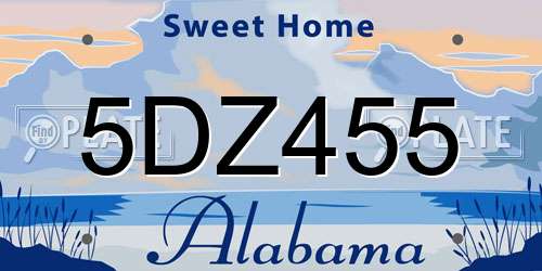 5DZ455 Alabama License Plate