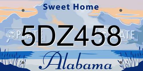 5DZ458 Alabama License Plate