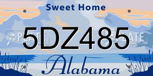 5DZ485 Alabama License Plate