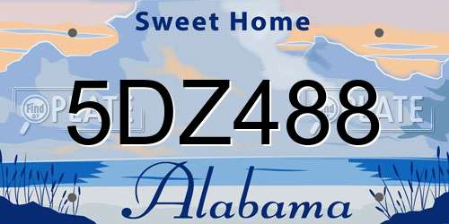 5DZ488 Alabama License Plate