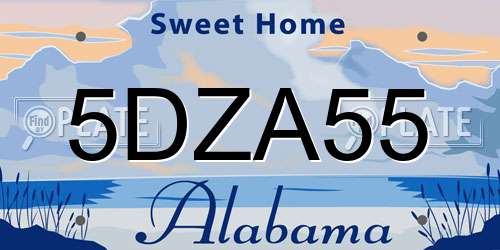 5DZA55 Alabama License Plate