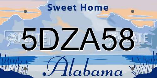 5DZA58 Alabama License Plate