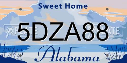 5DZA88 Alabama License Plate