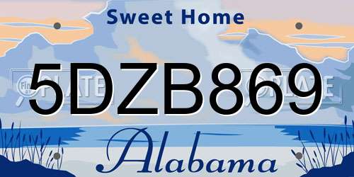 5DZB869 Alabama License Plate