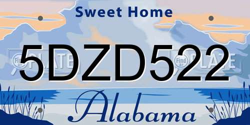 5DZD522 Alabama License Plate
