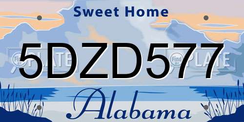 5DZD577 Alabama License Plate