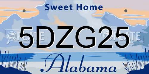 5DZG25 Alabama License Plate