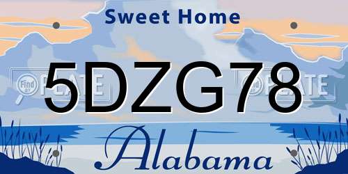 5DZG78 Alabama License Plate